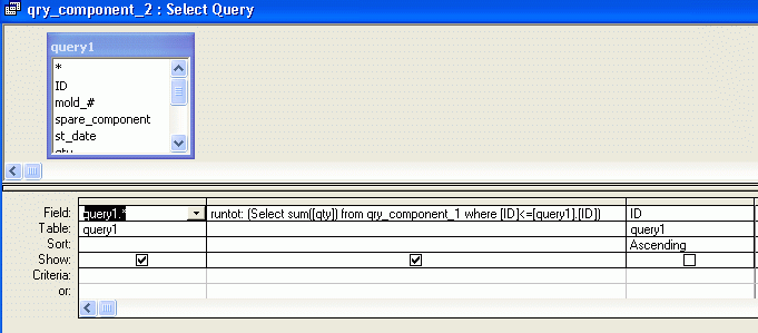query screenshot