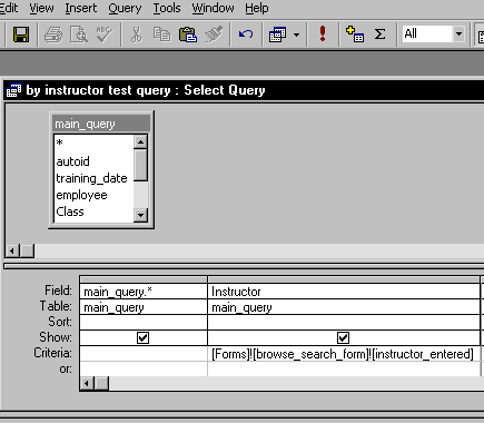 screenshot of query